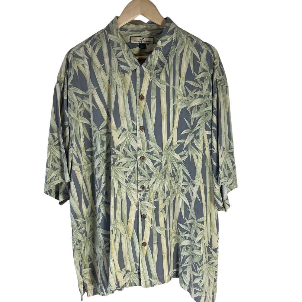 Tommy Bahama Bamboo Palm Print Silk Shirt‎ Sz XXL